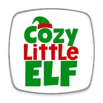 Cozy Little Elf - Gemütlicher Weihnachtself - Viereckiger Kühlschrankmagnet - Weiß - Vorne