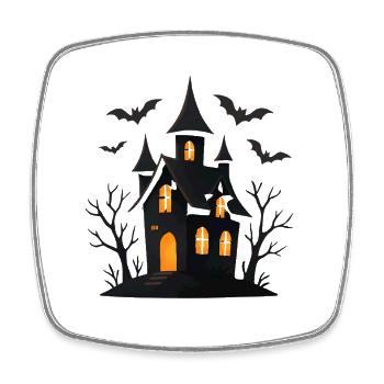 Spukschloss mit schimmernden Fenstern - Viereckiger Kühlschrankmagnet - Weiß - Vorne