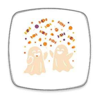 Fantômes humoristiques avec des bonbons - Magnet carré - blanc - Devant