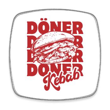 Döner Kebab - Restauration rapide - Spruch - Magnet carré - blanc - Devant