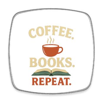 Coffee Books Repeat - Square fridge magnet - white - Front