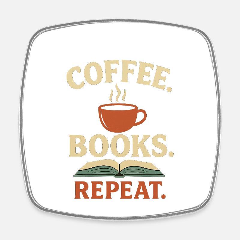 Coffee books repeat - Viereckiger Kühlschrankmagnet - Weiß