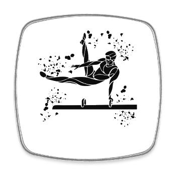 artistic gymnastics pommel horse gymnast - Square fridge magnet - white - Front