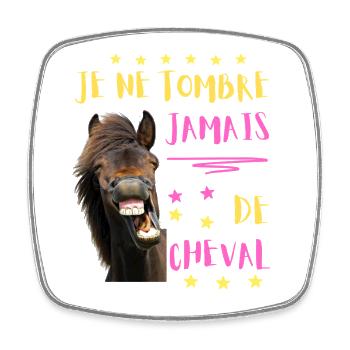 JE NE TOMBE JAMAIS DE CHEVAL - Magnet carré - blanc - Devant