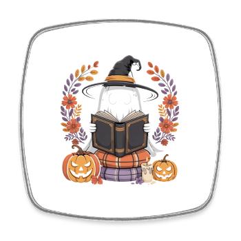 Witch Pumpkin Ghost Reader Design - Square fridge magnet - white - Front