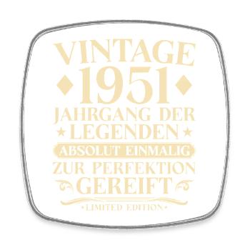Vintage 1951 Vintage Born - 75th Birthday - Square fridge magnet - white - Front