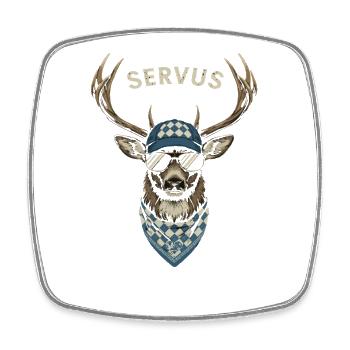 Alpen Hirsch Servus Hirschgeantler Tracht Oktober - Magnet carré - blanc - Devant