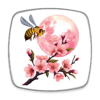 Mond und Kirschblüte - Viereckiger Kühlschrankmagnet - Weiß - Vorne