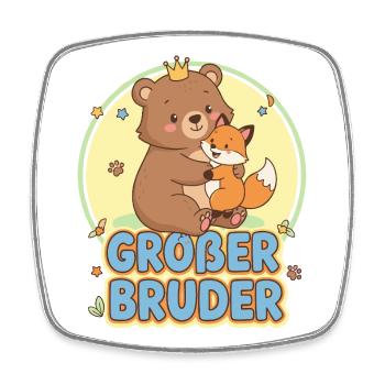 Conception mignonne d’ours et de frère renard - Magnet carré - blanc - Devant