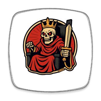 Roi squelette avec épée - Magnet carré - blanc - Devant