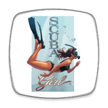 Scuba Girl Taucherin Design - Viereckiger Kühlschrankmagnet - Weiß - Vorne