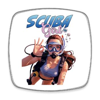 Scuba Girl Diver Design - Magnet carré - blanc - Devant