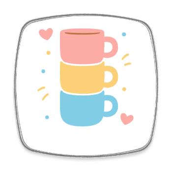 Süße Kaffeetasse Stack Pastel Hearts Love - Viereckiger Kühlschrankmagnet - Weiß - Vorne