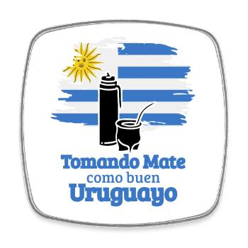Uruguayische Art mit Mate - Viereckiger Kühlschrankmagnet - Weiß - Vorne