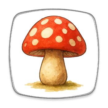 Pilz Comic Wasserfaben - Viereckiger Kühlschrankmagnet - Weiß - Vorne