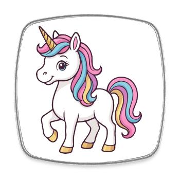 Colorful unicorn with pastel mane - Square fridge magnet - white - Front
