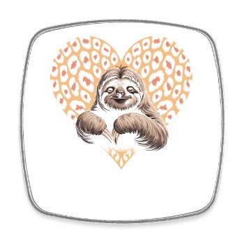 Sloth with Leo Pattern - Square fridge magnet - white - Front