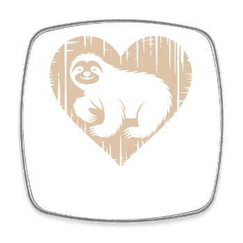 Cute Sloth Heart Design - Square fridge magnet - white - Front
