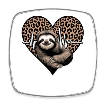 Décontracté paresseux coeur motif léopard - Magnet carré - blanc - Devant
