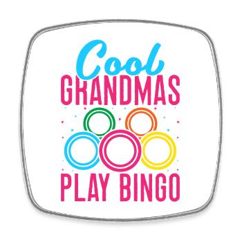 Bingo Game Cool Grandmas Play Bingo - Square fridge magnet - white - Front