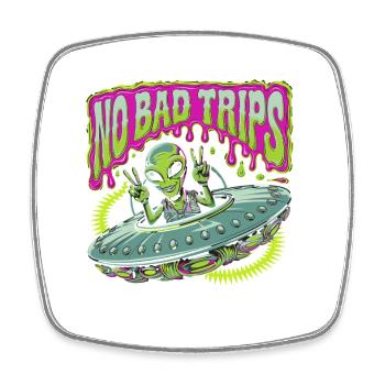 Extraterrestrial adventure with not a bad trip - Square fridge magnet - white - Front