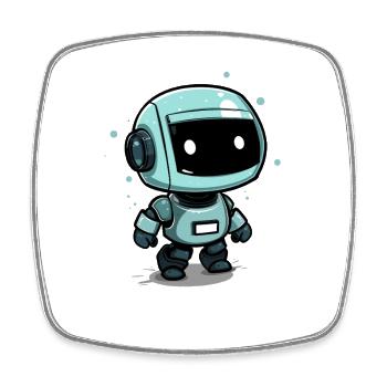 Petit robot spatial sur un chemin d’aventure - Magnet carré - blanc - Devant