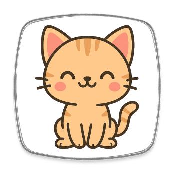 Jolie illustration de chat aux couleurs pastel - Magnet carré - blanc - Devant