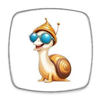 Escargot vif soleil avec lunettes de soleil - Magnet carré - blanc - Devant