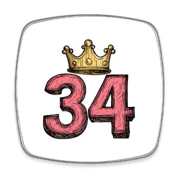34 Nombre Couronne - Magnet carré - blanc - Devant