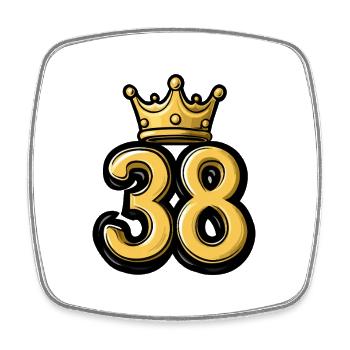 38 Number Krone - Square fridge magnet - white - Front