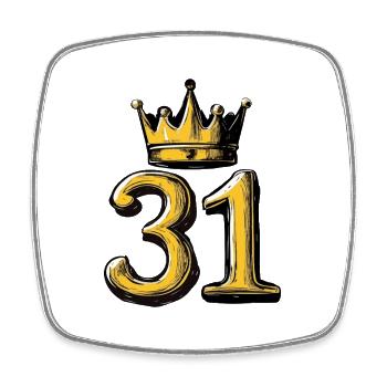 31 Nombre Couronne - Magnet carré - blanc - Devant