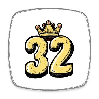 32 Number Krone - Square fridge magnet - white - Front