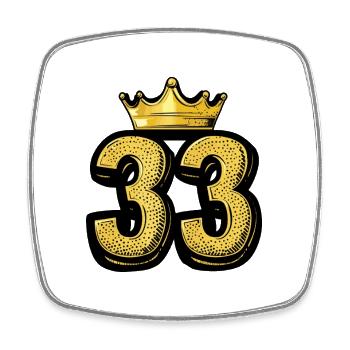 33 Zahl Krone - Viereckiger Kühlschrankmagnet - Weiß - Vorne