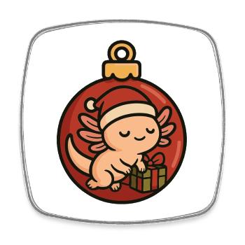 Weihnachts Axolotl – Christbaumkugel Design - Viereckiger Kühlschrankmagnet - Weiß - Vorne