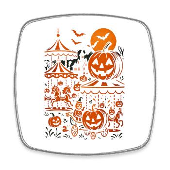 Halloween Pumpkin Carousel - Square fridge magnet - white - Front