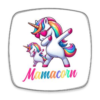 Mamacorn Maman Licorne Mère Bébé Licorne à grains - Magnet carré - blanc - Devant