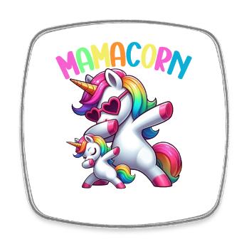 Mama Einhorn Mamacorn Mutter Tochter Dadacorn - Viereckiger Kühlschrankmagnet - Weiß - Vorne