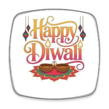 Happy Diwali Lichter Rangoli - Viereckiger Kühlschrankmagnet - Weiß - Vorne