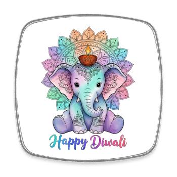 Diwali Mandala Elefant - Viereckiger Kühlschrankmagnet - Weiß - Vorne