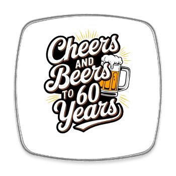 Salutations et bières à 60 ans - Magnet carré - blanc - Devant