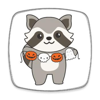Costume de raton laveur joyeux Halloween citrouille fantôme - Magnet carré - blanc - Devant