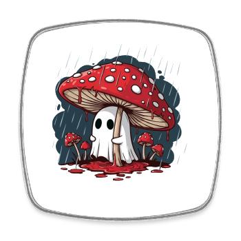 Fly Agaric Ghost — Spooky Halloween Mushroom Ghost - Square fridge magnet - white - Front