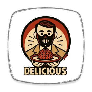 Yummy Lecter Catering with Brain Plate - Square fridge magnet - white - Front
