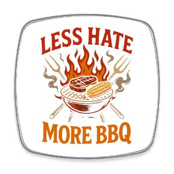 Less hate, more BBQ - Square fridge magnet - white - Front