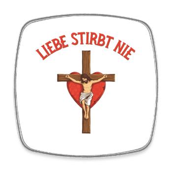 Love Never Dies Cross Heart Jesus God - Square fridge magnet - white - Front
