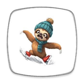 Eisläufer Faultier mit Mütze - Square fridge magnet - white - Front