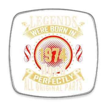 Légendes nées en 1974 Badge - Magnet carré - blanc - Devant