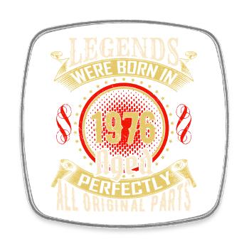 Legends Born in 1976 Vintage Badge - Square fridge magnet - white - Front