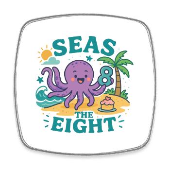 Seas The Eight Birthday Party Gift For 8 Year Old - Viereckiger Kühlschrankmagnet - Weiß - Vorne