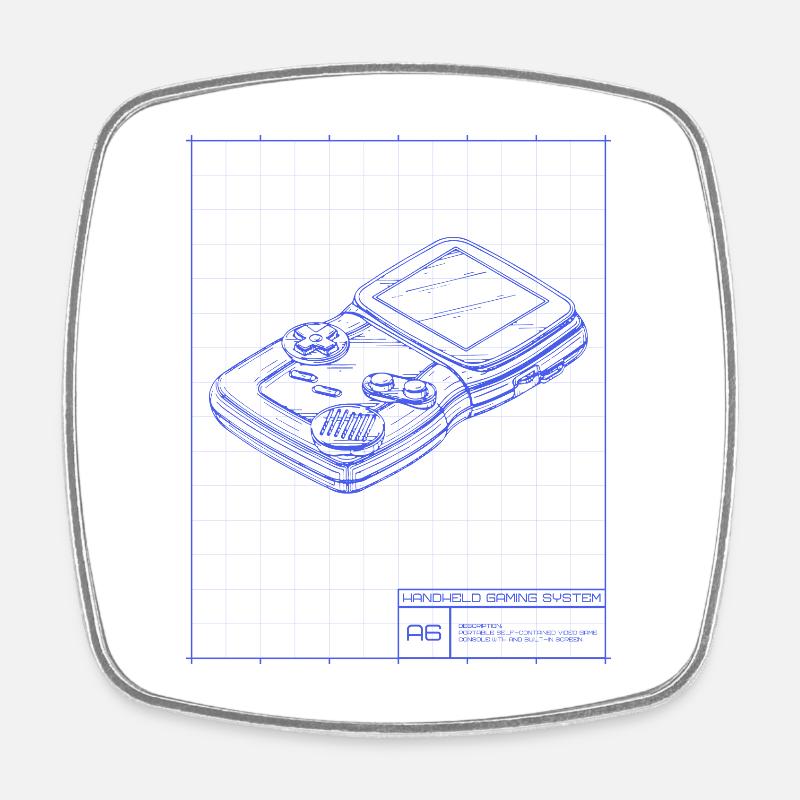 Blueprint Handheld Sketch - Square fridge magnet - white